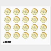 Sticker rond classique en Baby shower doux (Feuille)