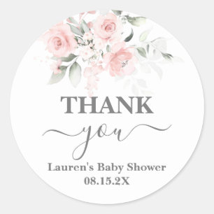 Sticker rond classique en Baby shower rose