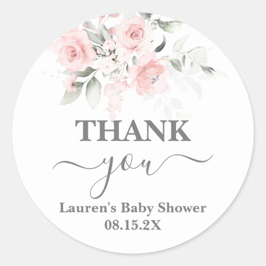 Sticker rond classique en Baby shower rose (Devant)