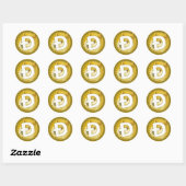Sticker rond classique en cristal de dogecoin (Feuille)