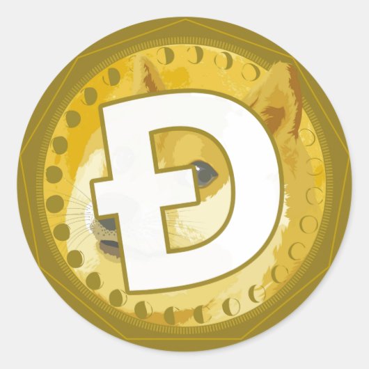 Sticker rond classique en cristal de dogecoin (Devant)