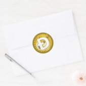 Sticker rond classique en cristal de dogecoin (Enveloppe)