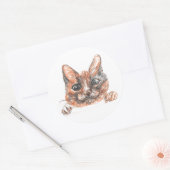 Sticker rond classique en dessin de chat, brillant (Enveloppe)