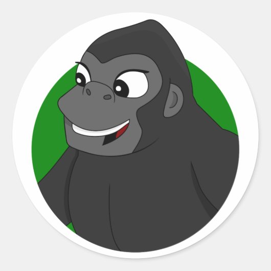 Sticker rond classique en dessin de Gorilla (Devant)