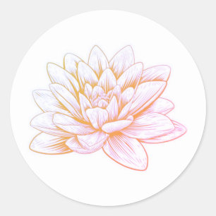 Sticker rond classique en Lotus rose délicat