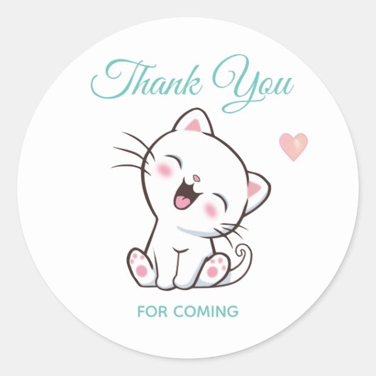 Sticker rond classique en Merci de chats Cute Kitt (Devant)