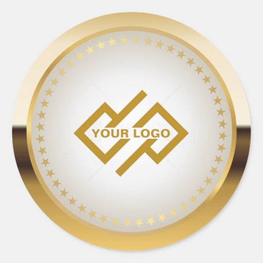 Sticker rond classique en or métallique (Devant)