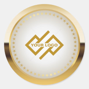 Sticker rond classique en or métallique