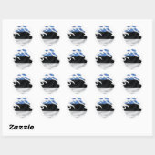 Sticker rond classique estonienne du drapeau déchi (Feuille)