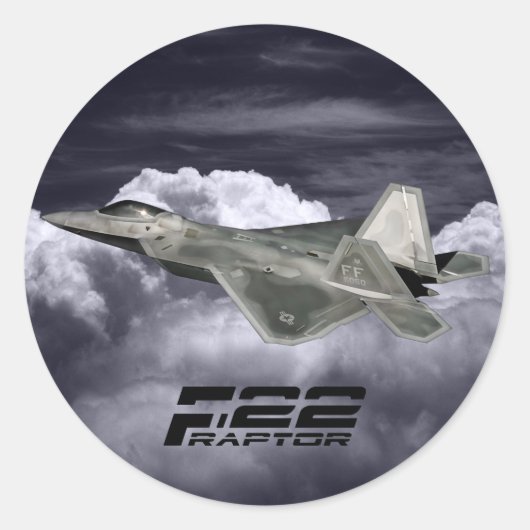 Sticker rond classique F-22 RAPTOR (Devant)
