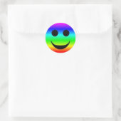 Sticker rond classique/Face arc-en-ciel (Sac)
