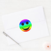 Sticker rond classique/Face arc-en-ciel (Enveloppe)