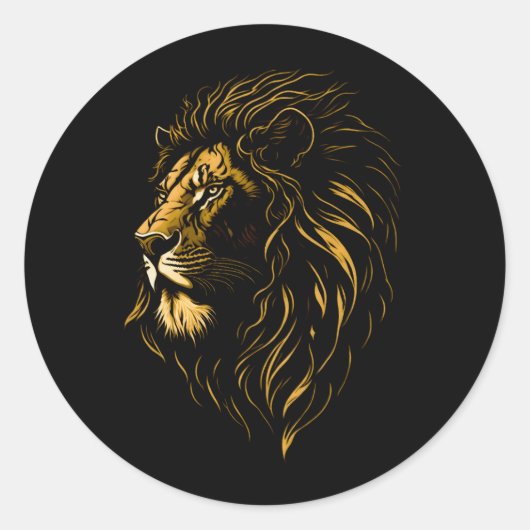 Sticker rond classique face de Lion majestueux (Devant)