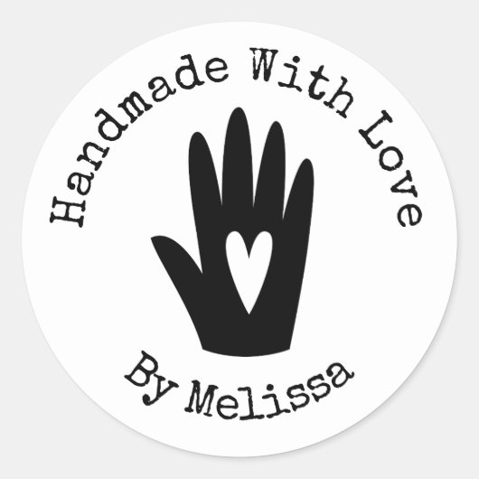 Sticker rond classique fait à la main avec amour (Devant)