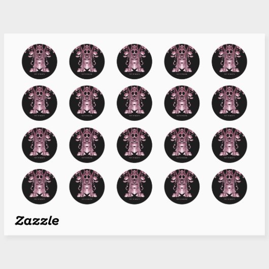 Sticker rond classique Fantôme rose (Feuille)