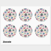 Sticker rond classique Festive (Feuille)
