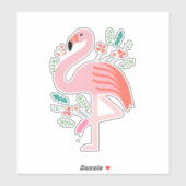 Sticker rond classique Flamant rose Flora (Feuille)