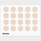 Sticker Rond Classique Gingham Début d'Automne | Abricot Chaud (Feuille)