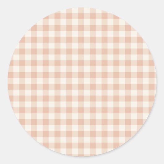 Sticker Rond Classique Gingham Début d'Automne | Abricot Chaud (Devant)