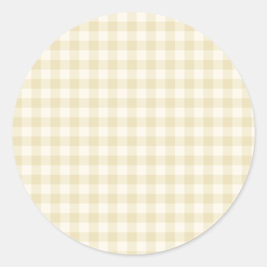 Sticker Rond Classique Gingham Début d'Automne | Blé Doré (Devant)