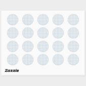 Sticker Rond Classique Gingham Début d'Automne | Bleu Poussiére (Feuille)