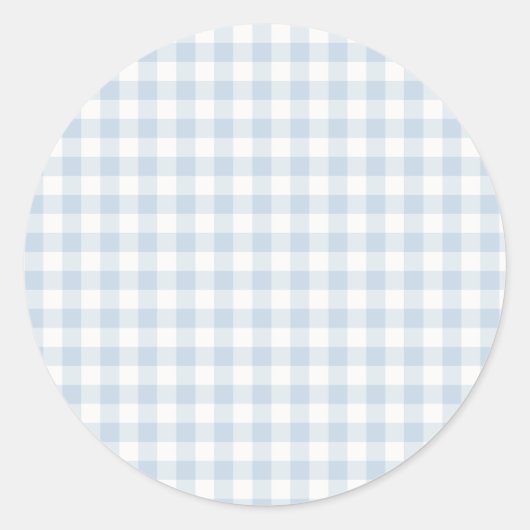 Sticker Rond Classique Gingham Début d'Automne | Bleu Poussiére (Devant)