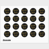Sticker rond classique Groom Tribe Gold Leaf Scrip (Feuille)