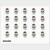 Sticker rond classique Halloween/Squelette et Rat (Feuille)