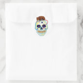 Sticker rond classique Halloween/Squelette et Rat (Sac)