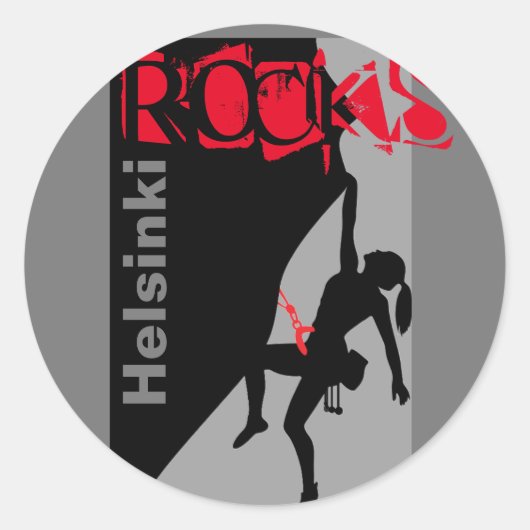 Sticker rond classique Helsinki Rocks (Devant)
