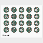 Sticker Rond Classique Irlandais Gallagher Tartan Monogramme (Feuille)