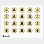 Sticker Rond Classique Jaune Fait Maison Avec Amou (Feuille)