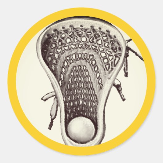 Sticker rond classique jaune Lacrosse (Devant)