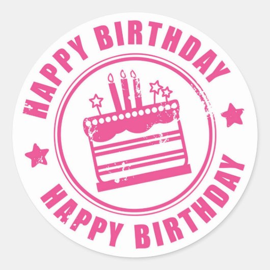 Sticker rond classique/Joyeux anniversaire (Devant)
