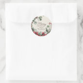 Sticker rond classique Joyeux Noël personnalisé (Sac)