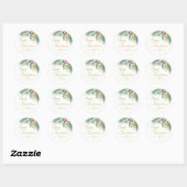 Sticker rond classique Joyeux Noël vert (Feuille)