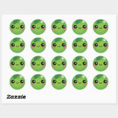 Sticker rond classique Kawaii Pea (Feuille)