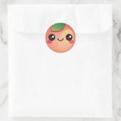 Sticker rond classique Kawaii Peach (Sac)