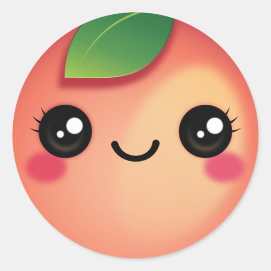 Sticker rond classique Kawaii Peach (Devant)
