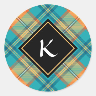 Sticker rond classique Kingfisher Tartan