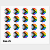 Sticker rond classique LGBTQ+ Progress Pride (Feuille)