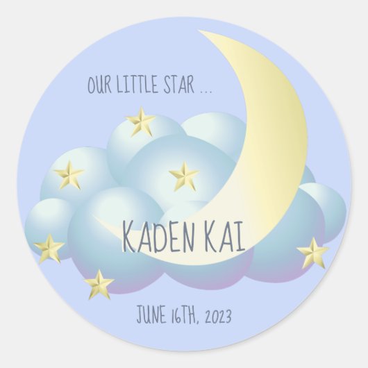Sticker rond classique Little Moon et Stars (Devant)
