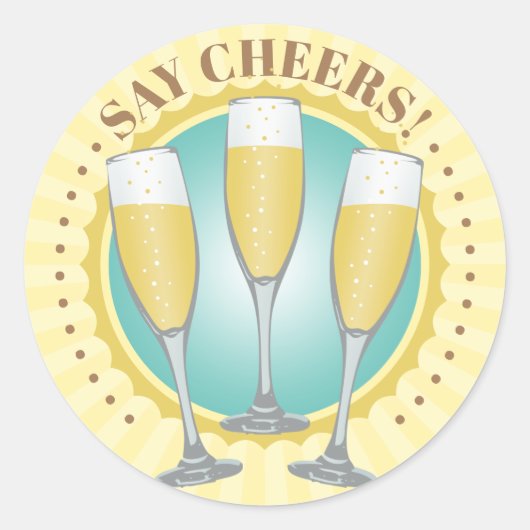 Sticker rond classique Lunettes de Champagne (Devant)