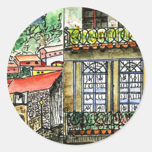 Sticker rond classique lustré petit avec/Portugal (Devant)