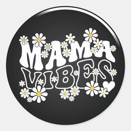 Sticker rond classique Mama Vibes (Devant)