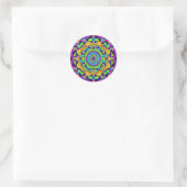 Sticker rond classique Mandala bleu et gras (Sac)