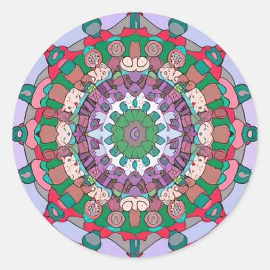 Sticker Rond Classique Mandala Vert (Devant)