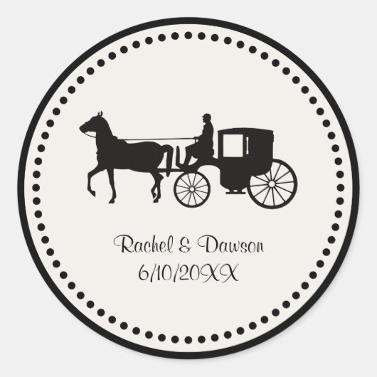 Sticker rond classique Mariage de cheval et de tra (Devant)