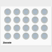 Sticker rond classique Mariage Monogramme bleu pou (Feuille)