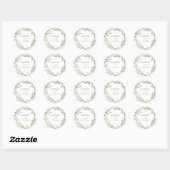 Sticker rond classique Mariage vert simple (Feuille)